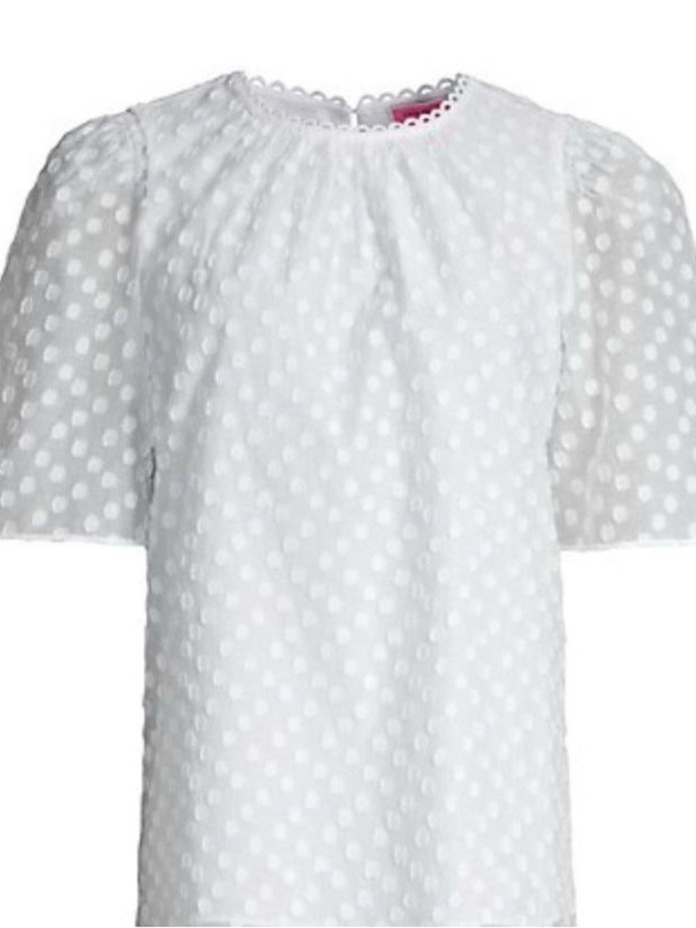 kate spade White Swiss Dot Scalloped Neck Blouse